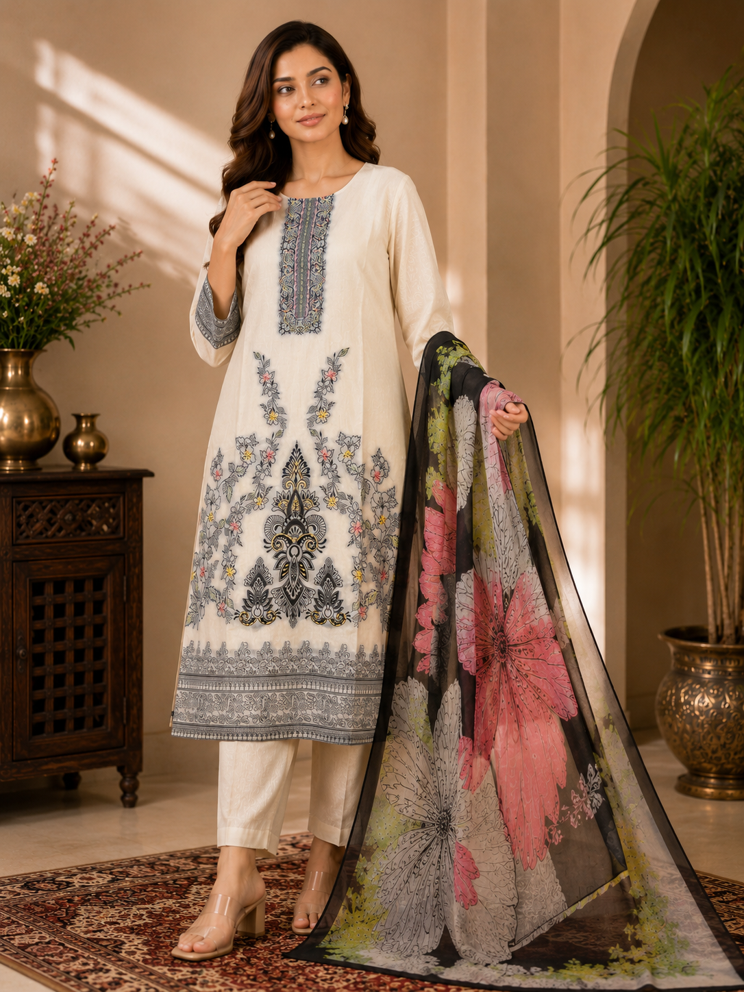 Cotton Thread Work Suit Set