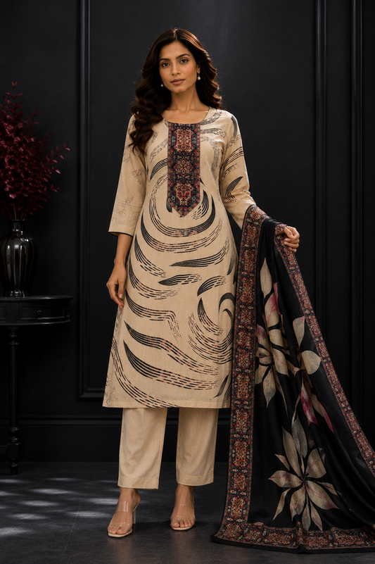 Silk Handwork Printed Suit Set