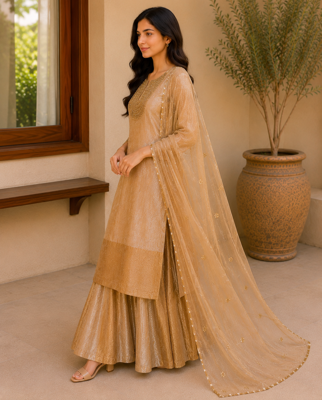 Tissue Handwork Festive Suit Set