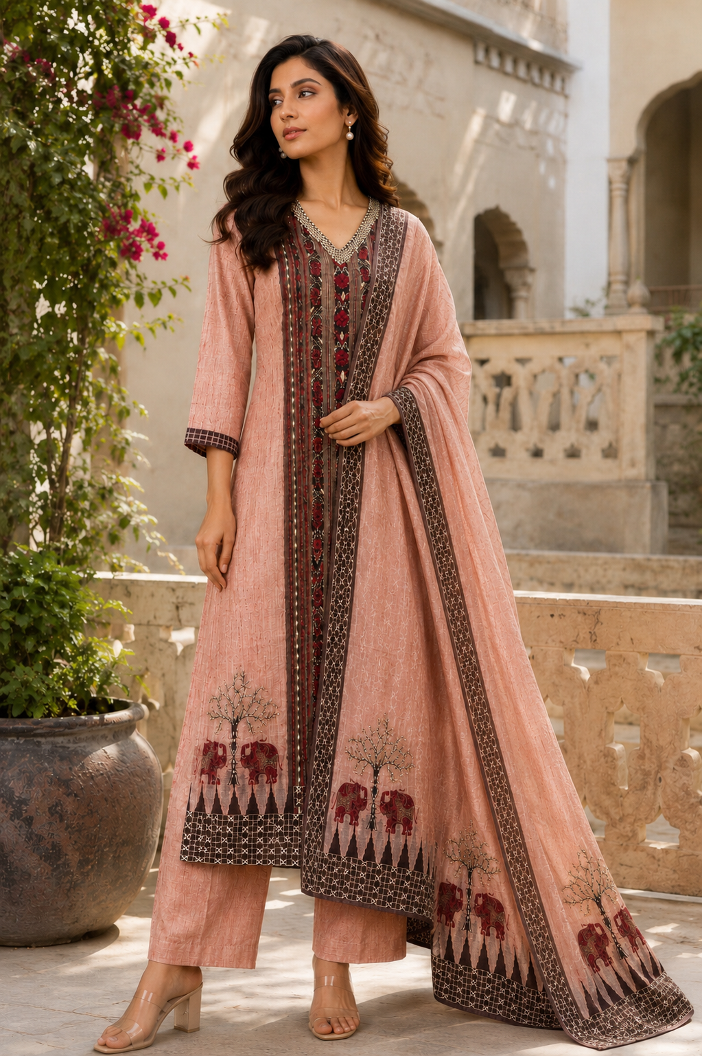 Linen Handwork Printed Suit Set