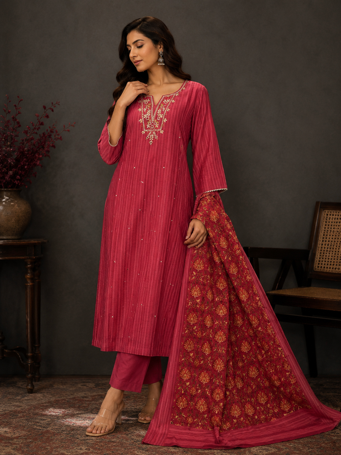 Chanderi Gotta Patti & Handwork Suit Set