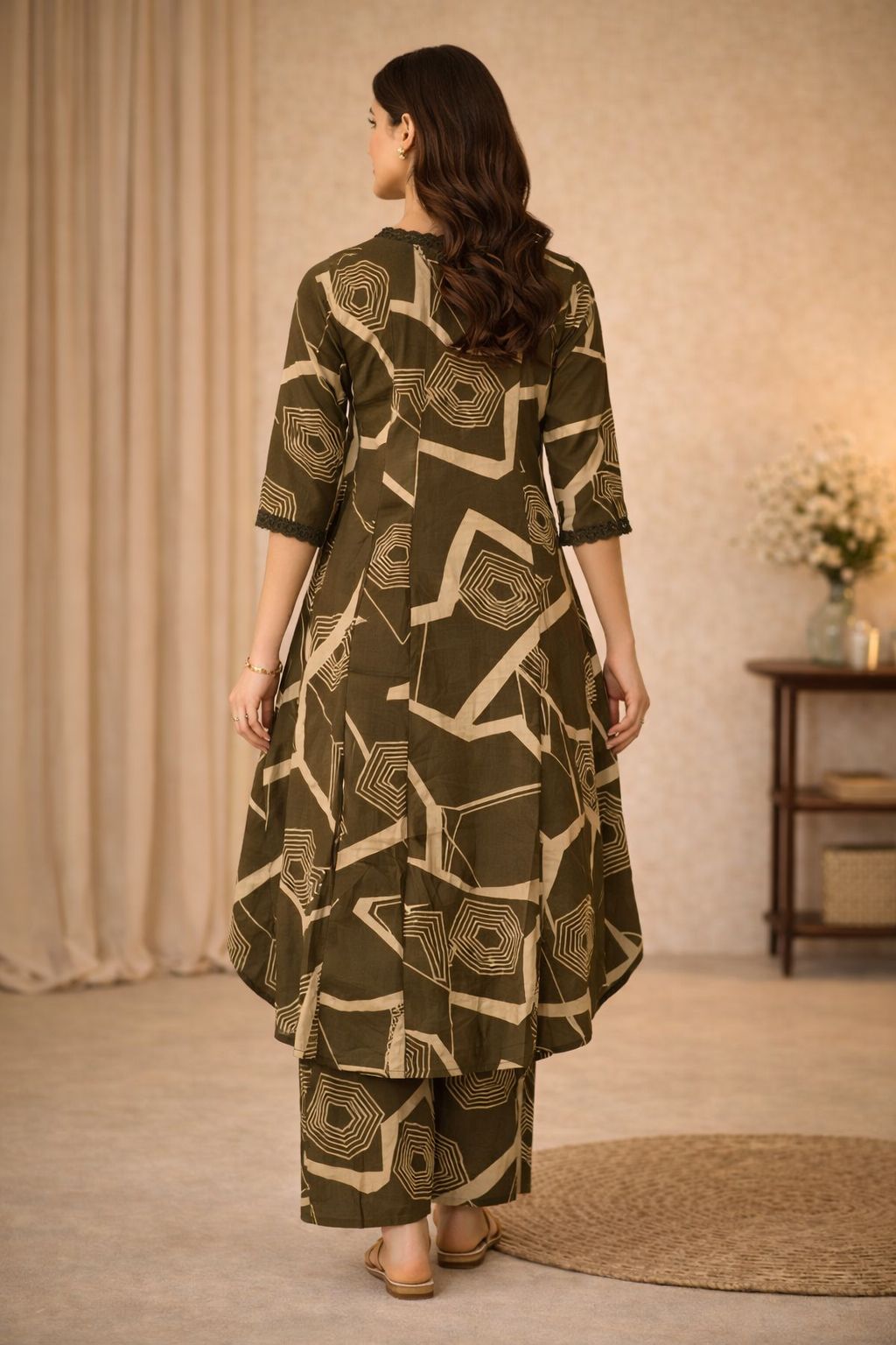 Fine Cotton Geometric Print 2-Piece Set