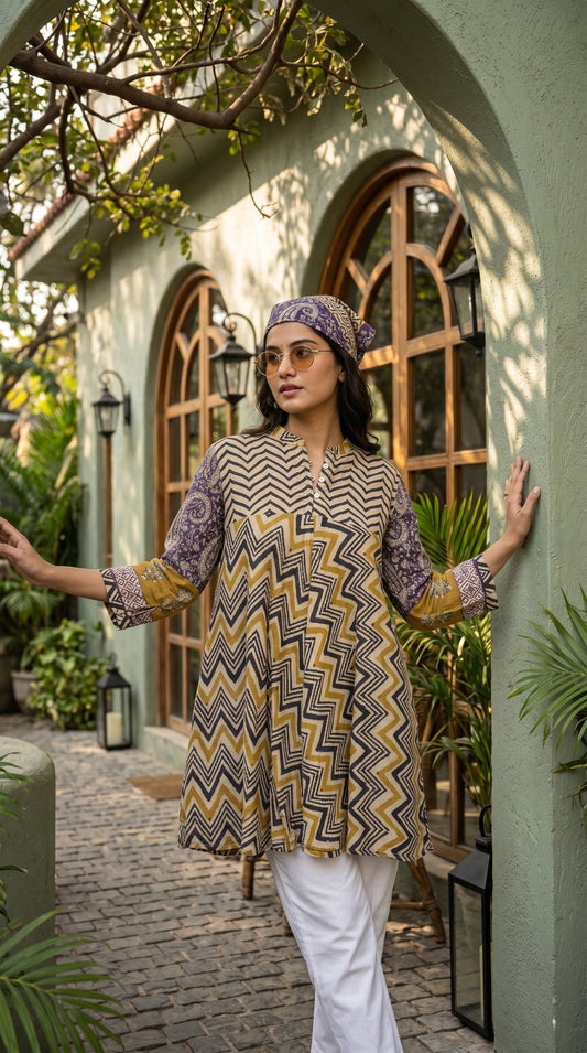 Mul Chanderi Printed Top