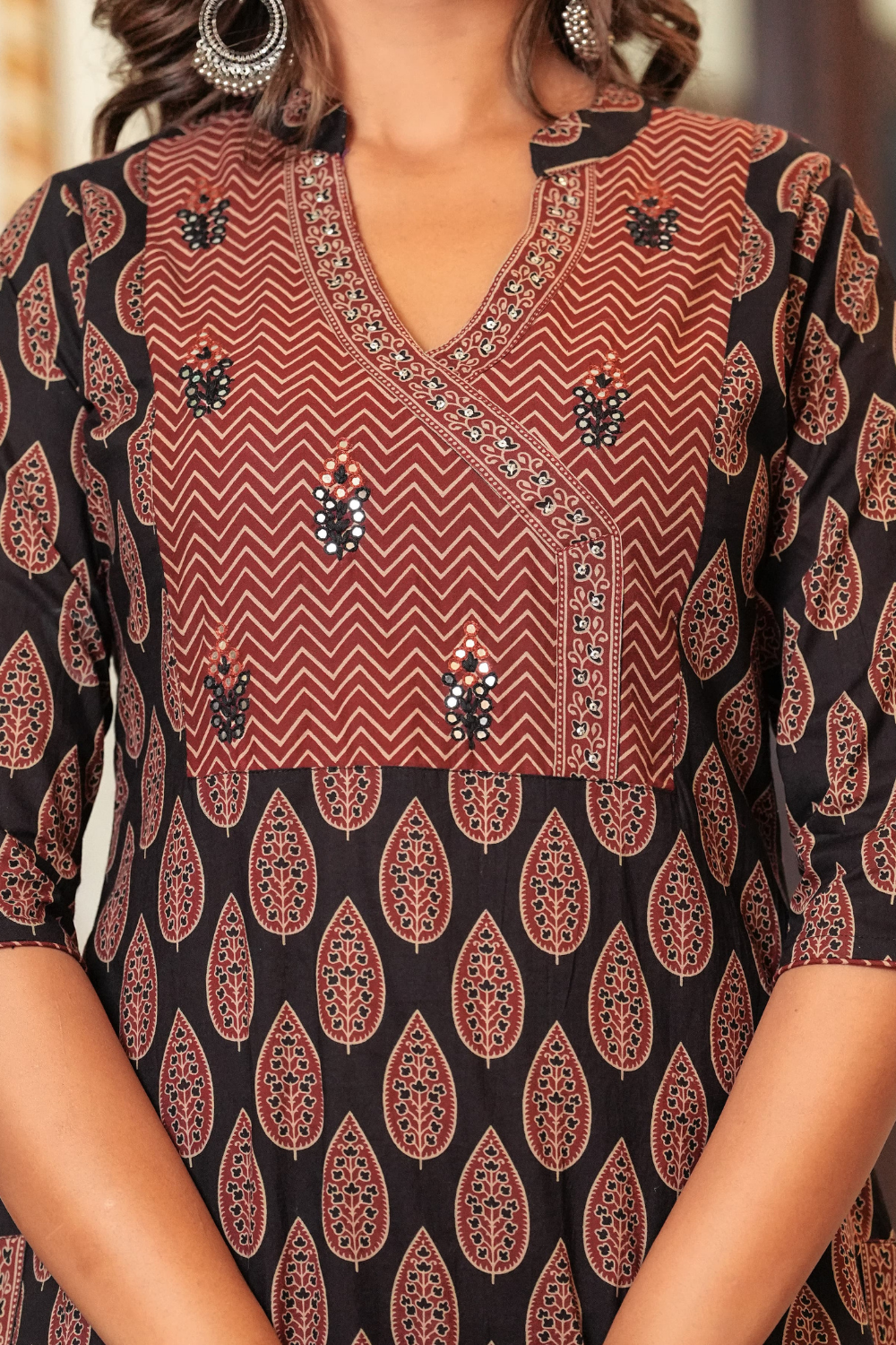 Hand Block Printed Anarkali with Pure Kota Doria Dupatta