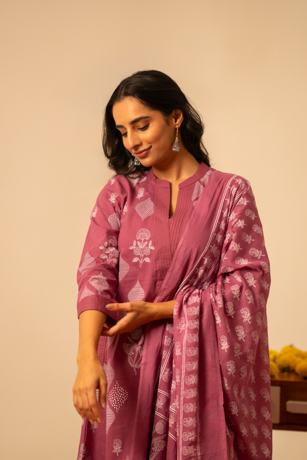 Floral Print Pure Cotton Suit Set