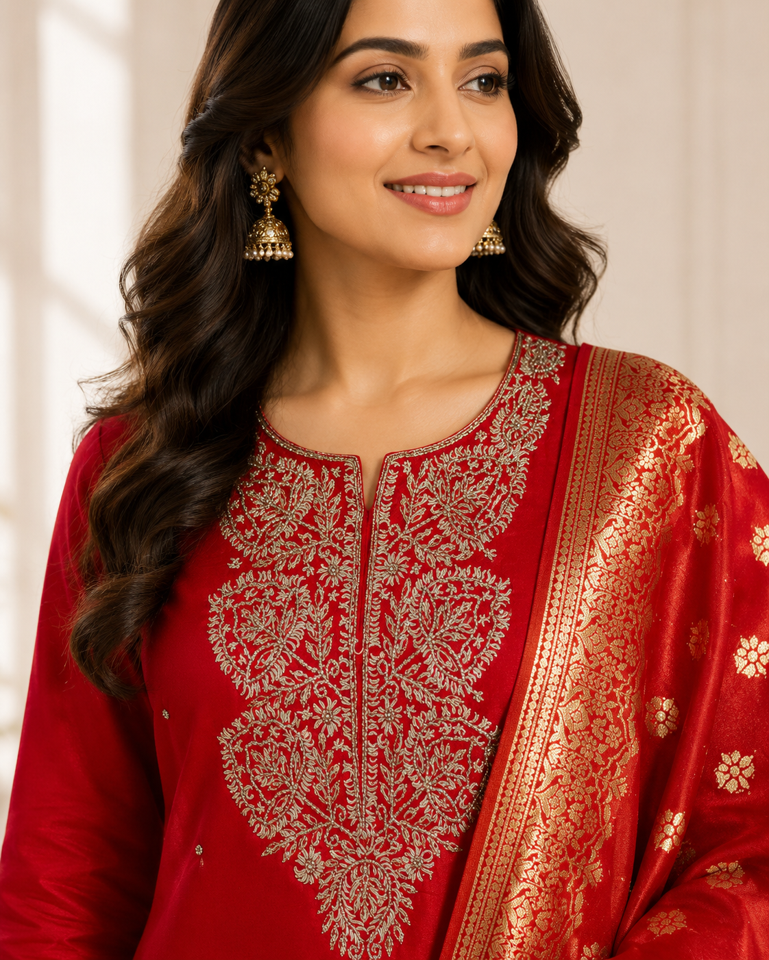 Silk Handwork Suit Set with Banarasi Dupatta