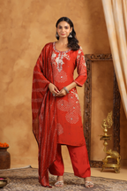 Pure Muslin Bandhej Print Suit with Gota Patti Detailing