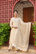 Ivory Pure Tissue Suit with Banarasi Weaving