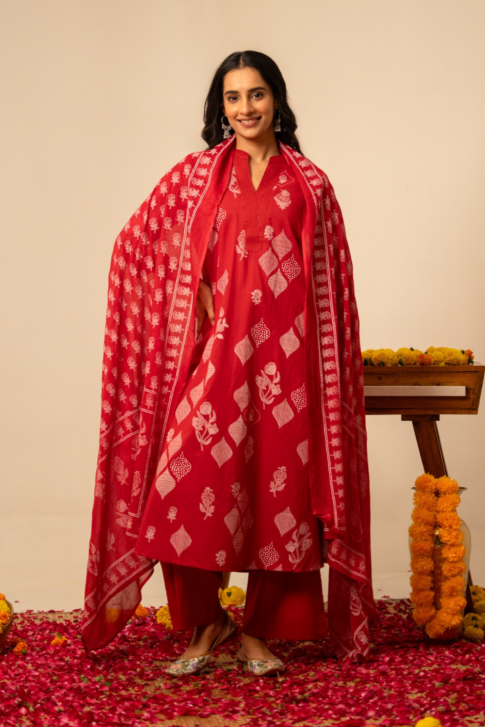 Floral Print Pure Cotton Suit Set