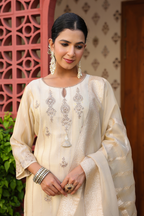 Ivory Pure Tissue Suit with Banarasi Weaving