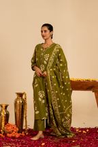 Green Floral Printed Cotton Suit Set