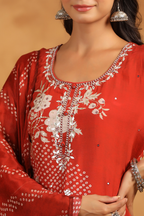 Pure Muslin Bandhej Print Suit with Gota Patti Detailing