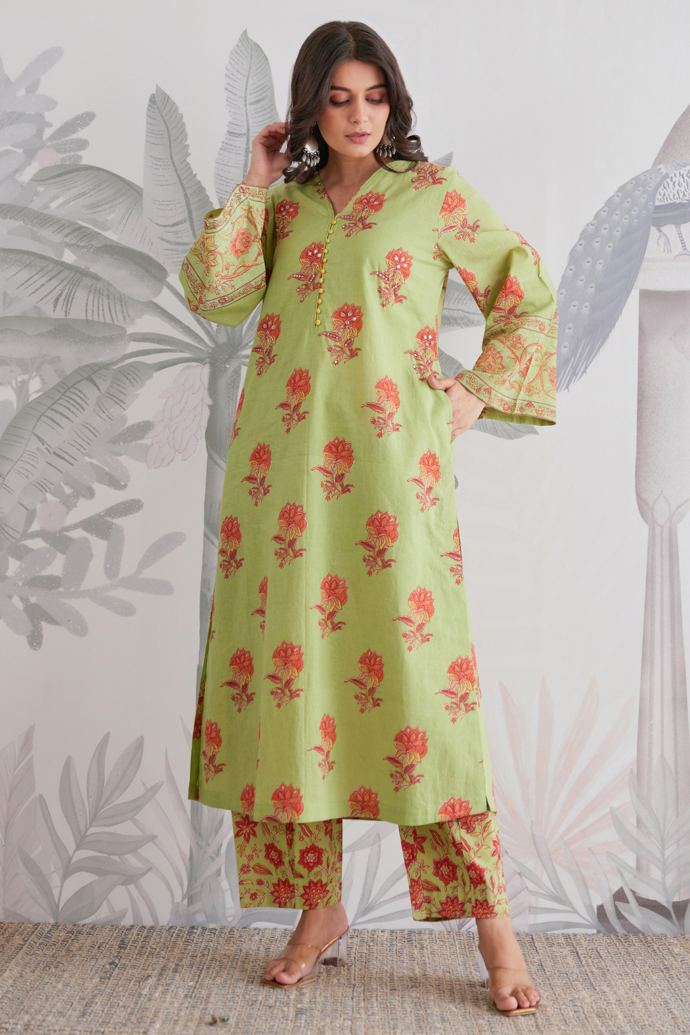 Hand Block Cotton Suit with Kota Doria Dupatta