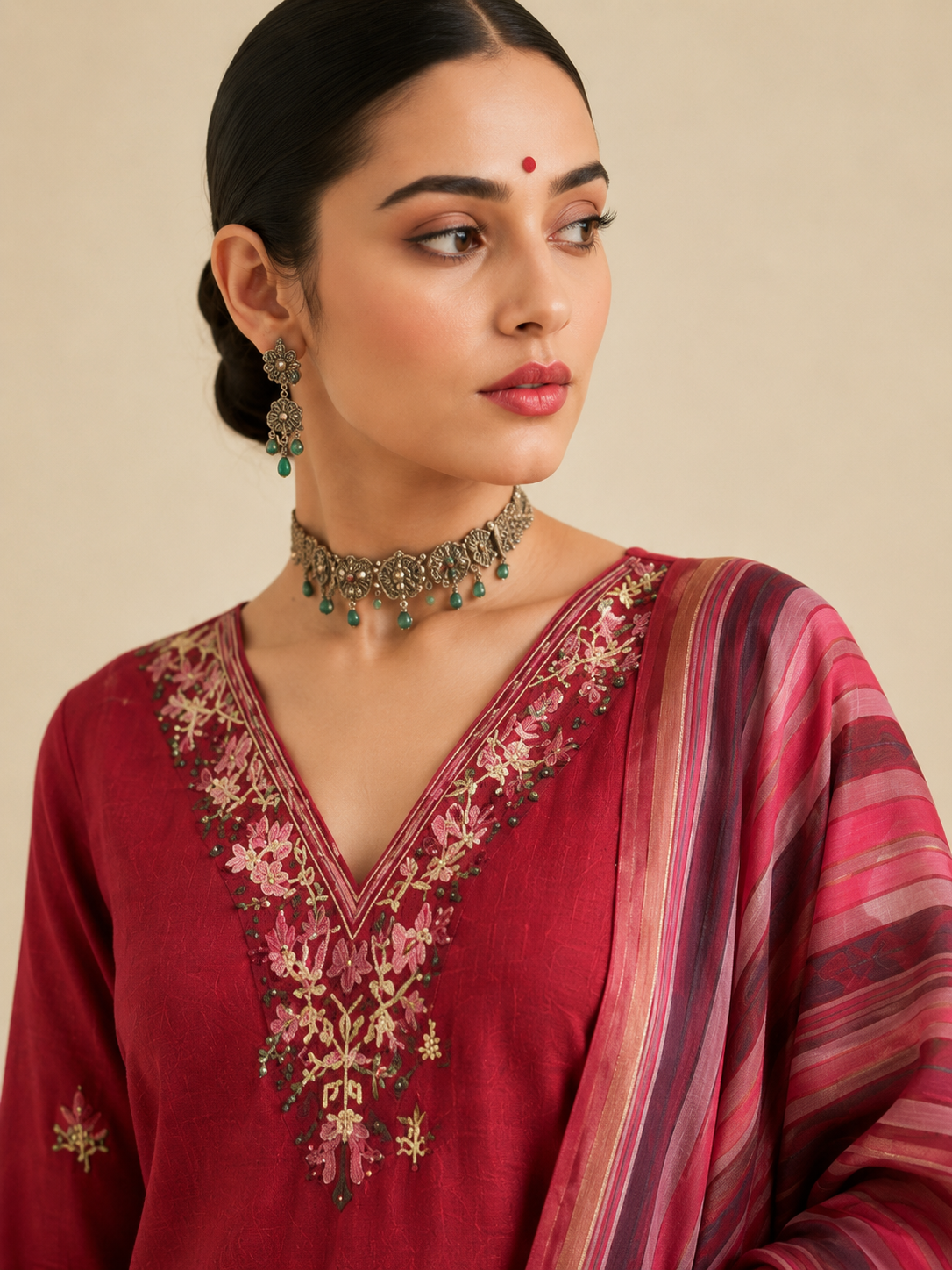 CHANDERI UNSTITCHED SUIT SET