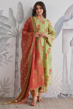 Hand Block Cotton Suit with Kota Doria Dupatta