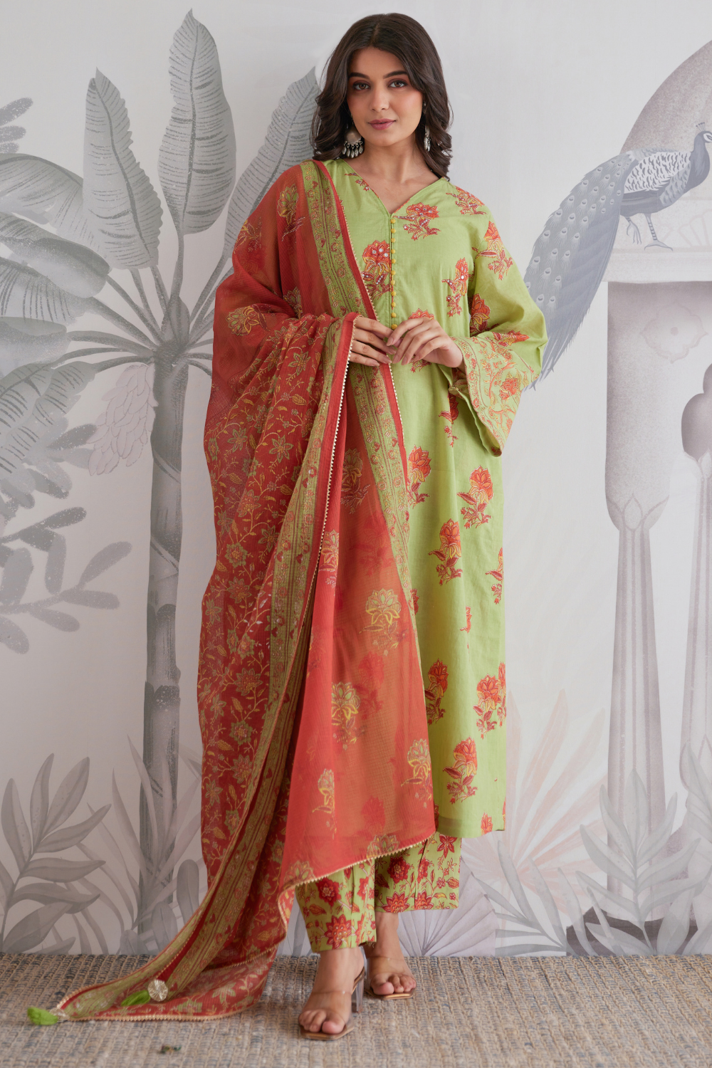 Hand Block Cotton Suit with Kota Doria Dupatta
