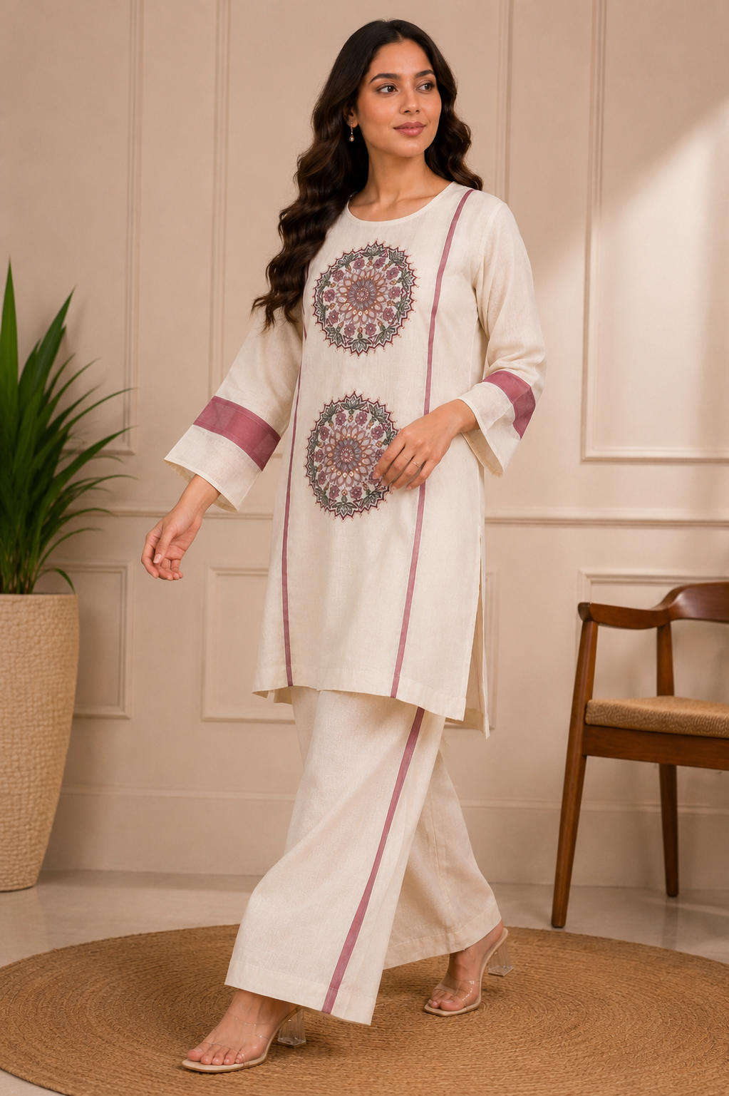 Super Net Handwork Co-Ord Set