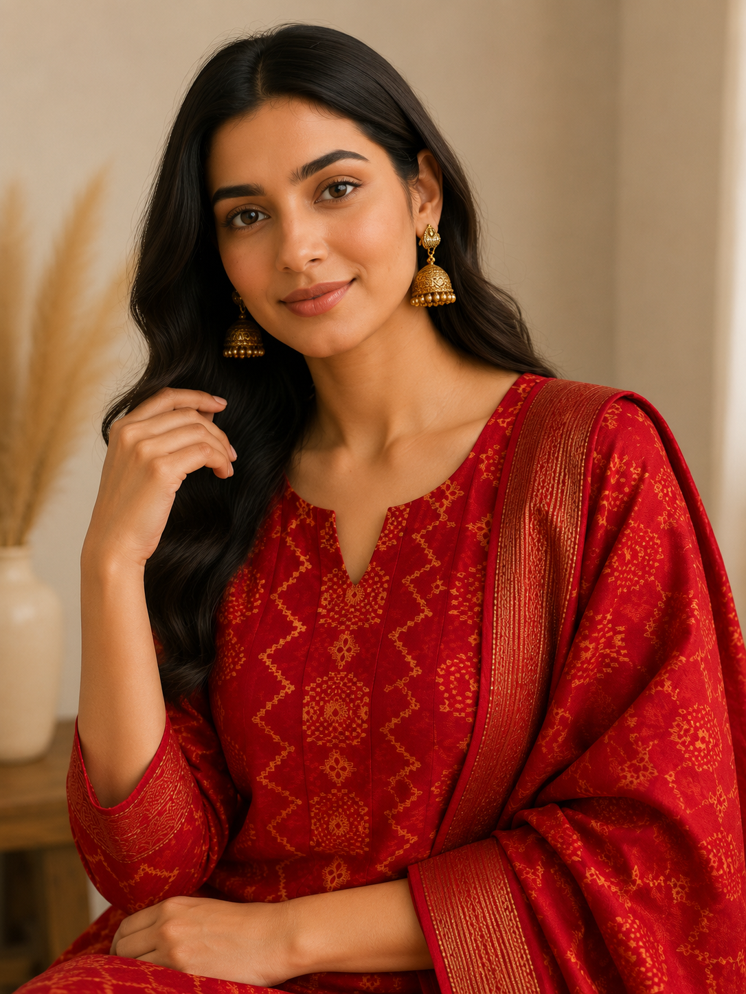 CHANDERI UNSTITCHED SUIT SET