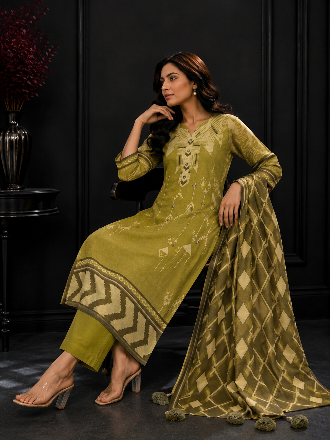 Shimmer Muslin Digital Print Suit Set