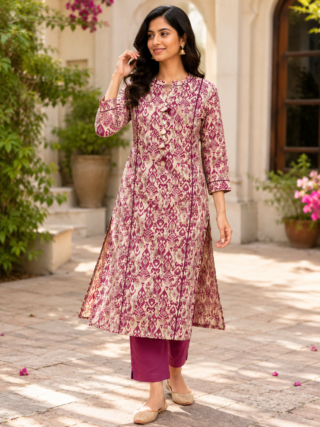 Chanderi Ikat Print Suit Set