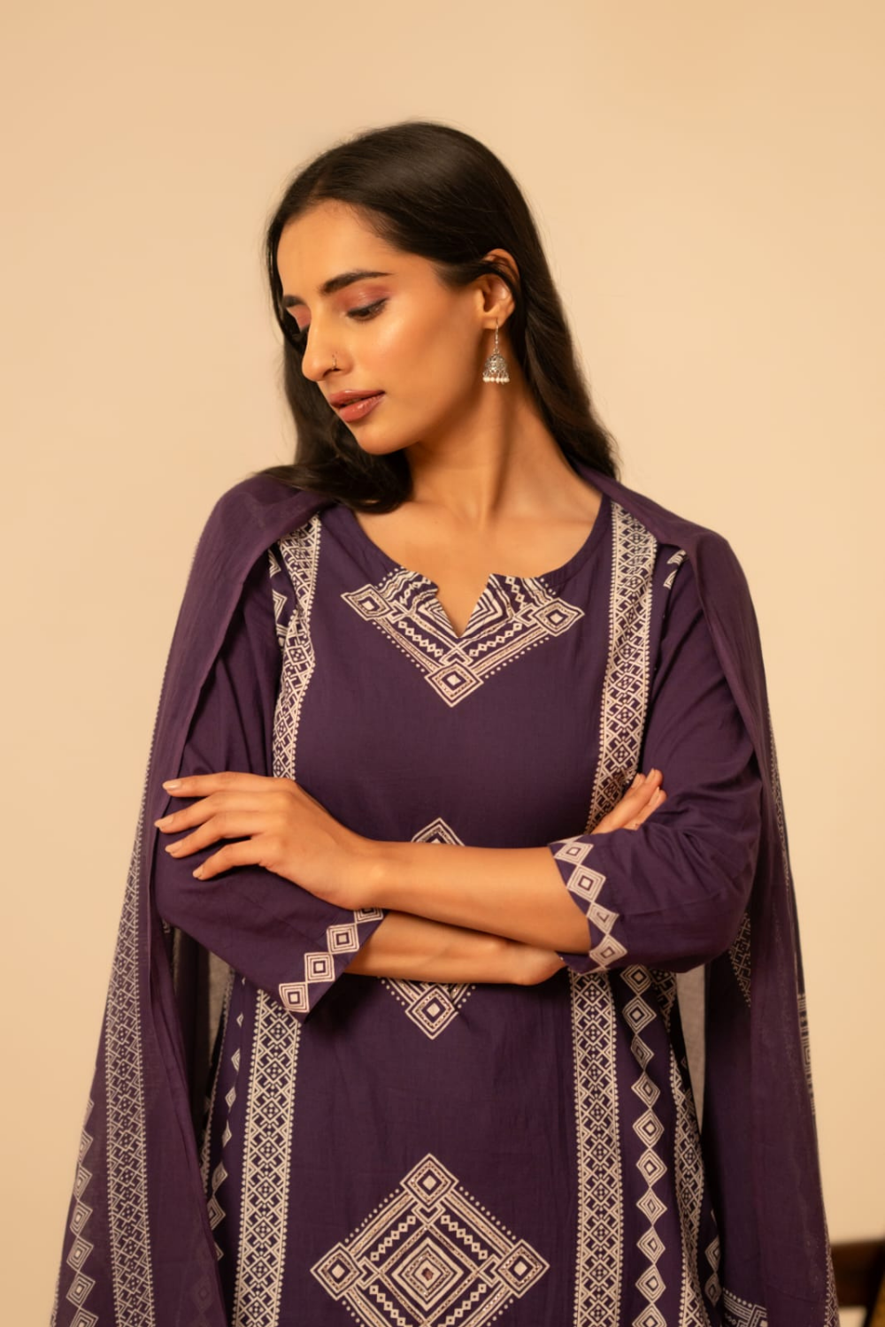 Terracotta Tribal Print Pure Cotton Suit Set