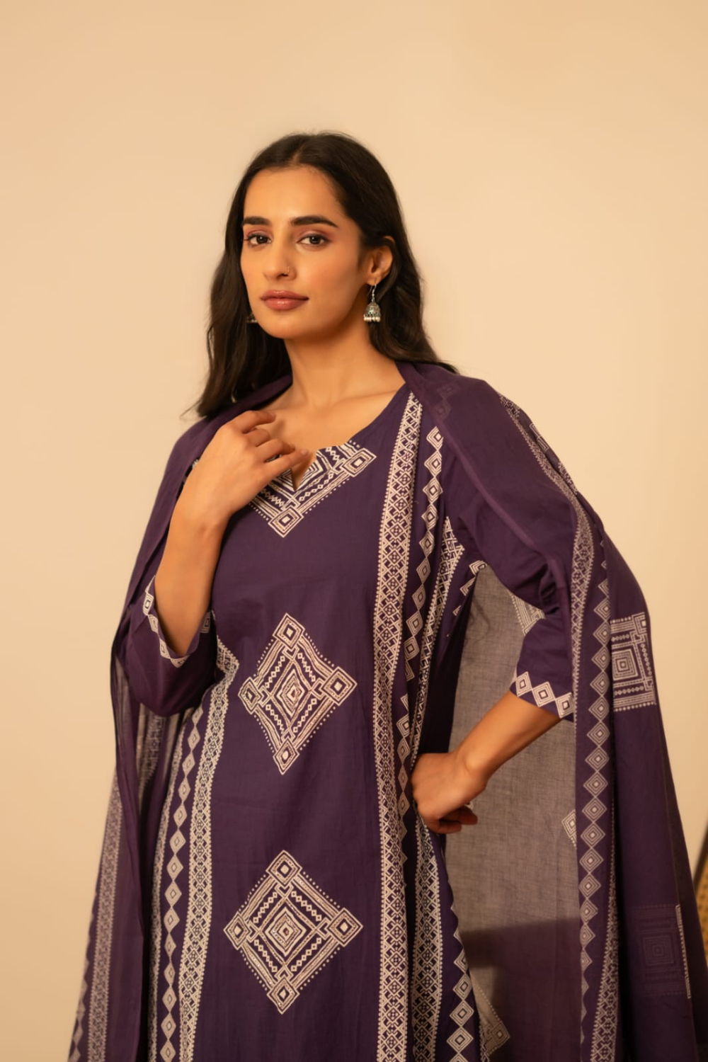 Terracotta Tribal Print Pure Cotton Suit Set