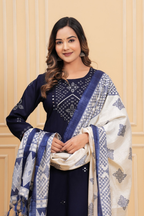 Liva Fabric Suit Set with Tussar Silk Dupatta