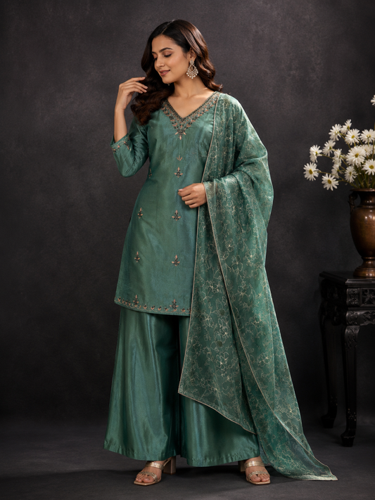 Premium Tissue Zardozi & Zari Embroidered Suit Set