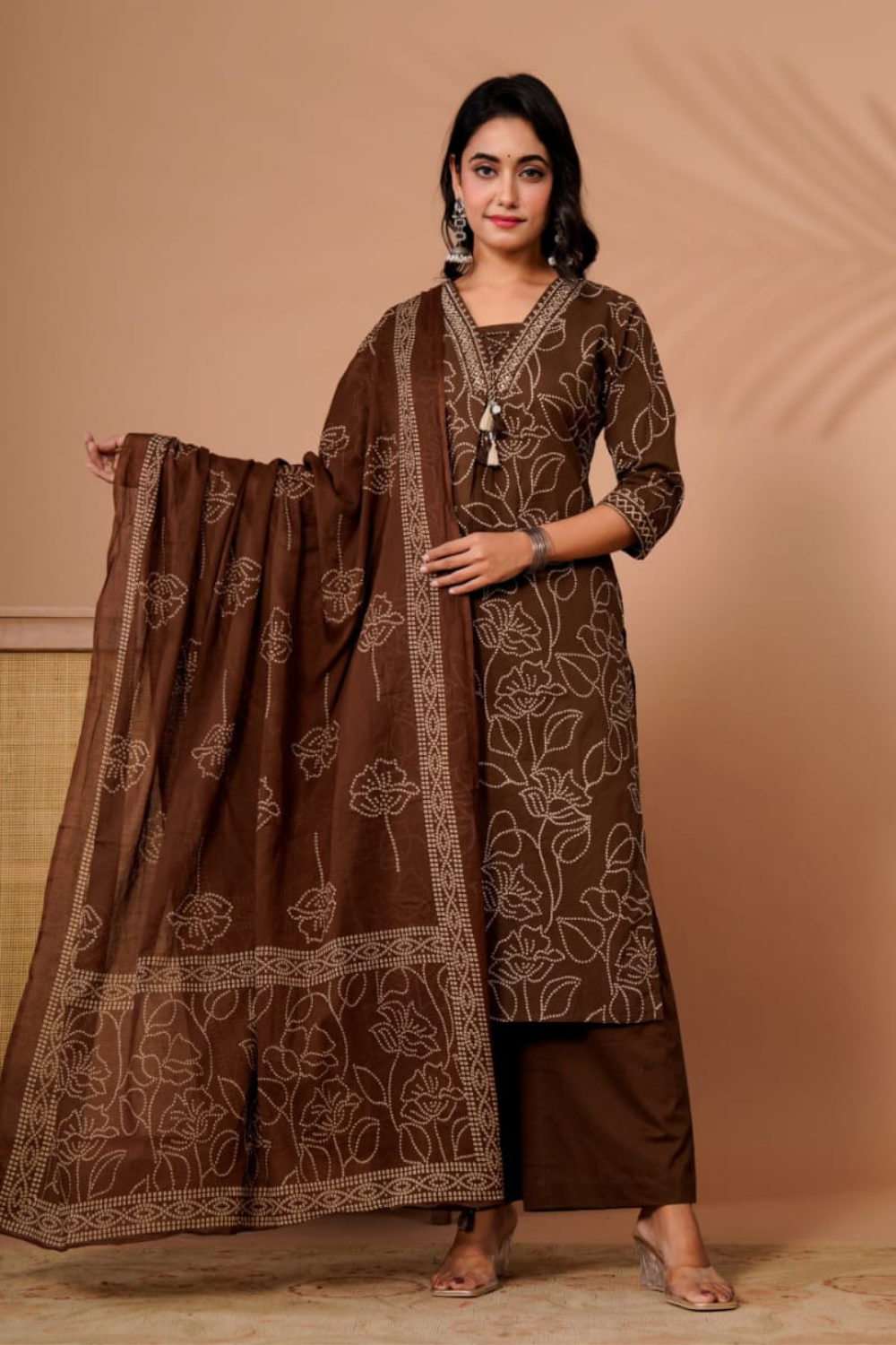 Bandhej Printed Cotton Suit Set