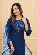 Liva Fabric Suit Set with Tussar Silk Dupatta