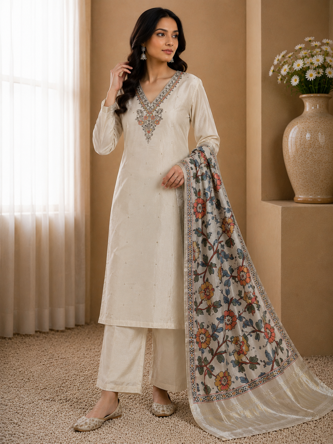PREMIUM SILK HANDWORK UNSTITCHED SUIT SET