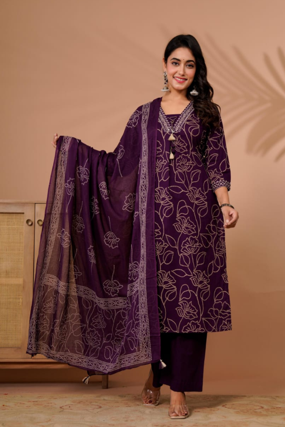 Bandhej Printed Cotton Suit Set
