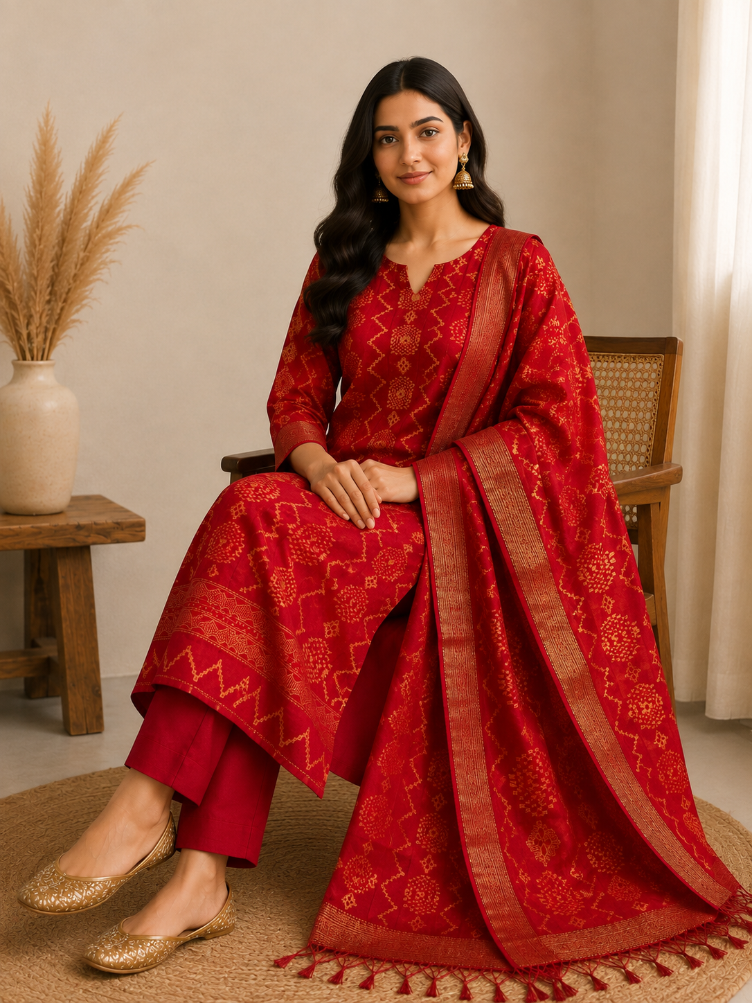 CHANDERI UNSTITCHED SUIT SET