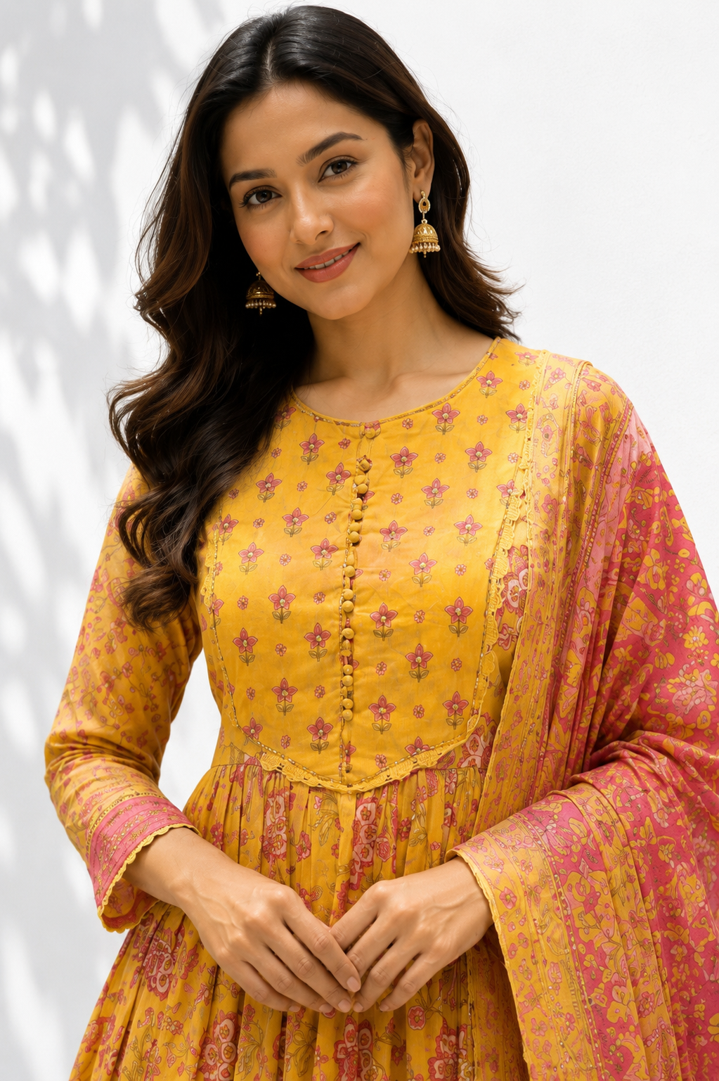 Cotton Printed Anarkali Suit Set