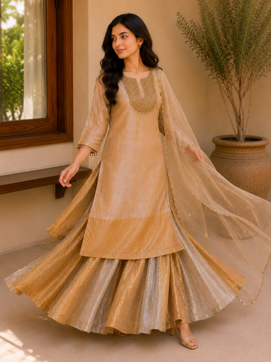 Tissue Handwork Festive Suit Set