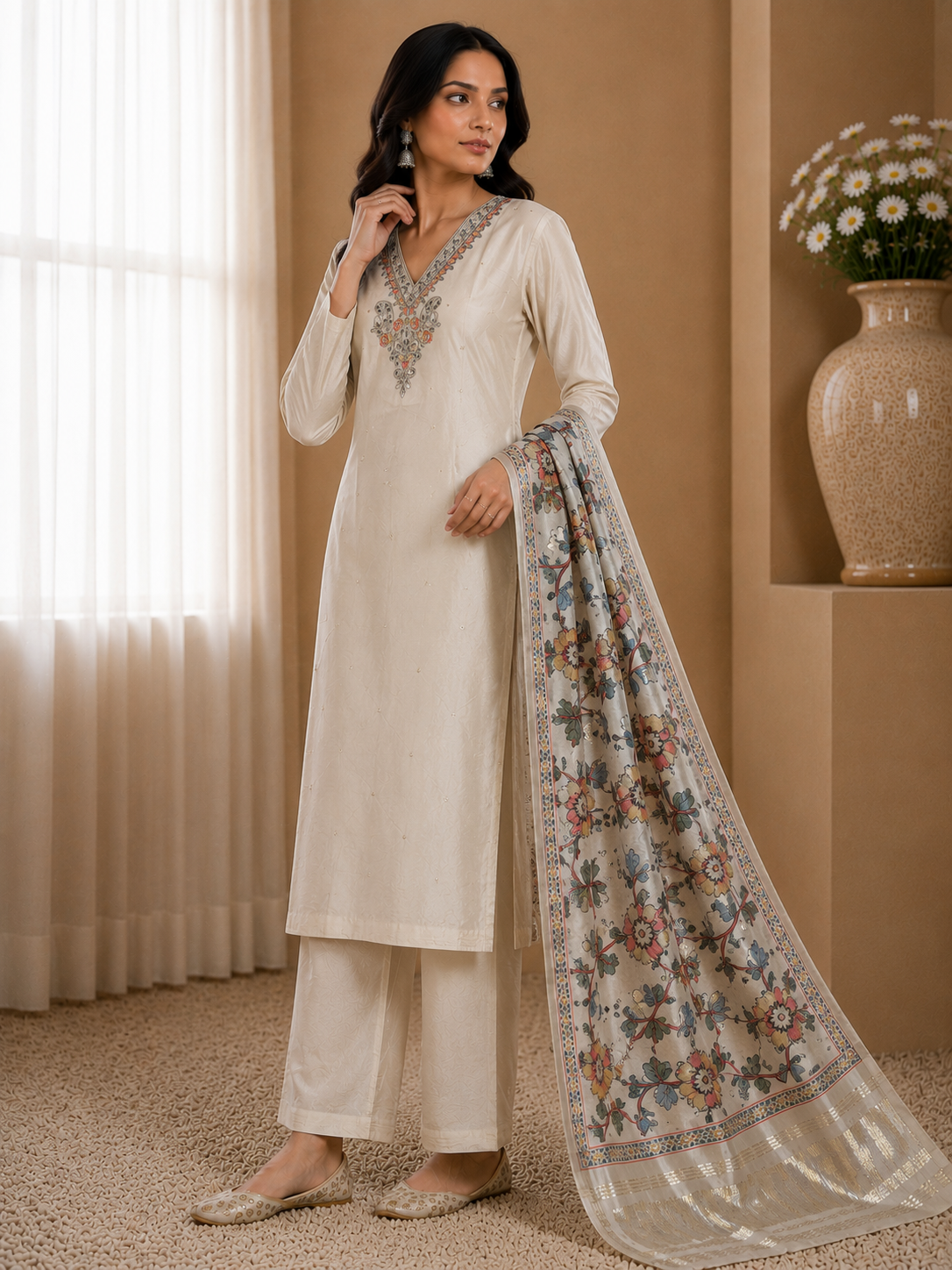 PREMIUM SILK HANDWORK UNSTITCHED SUIT SET