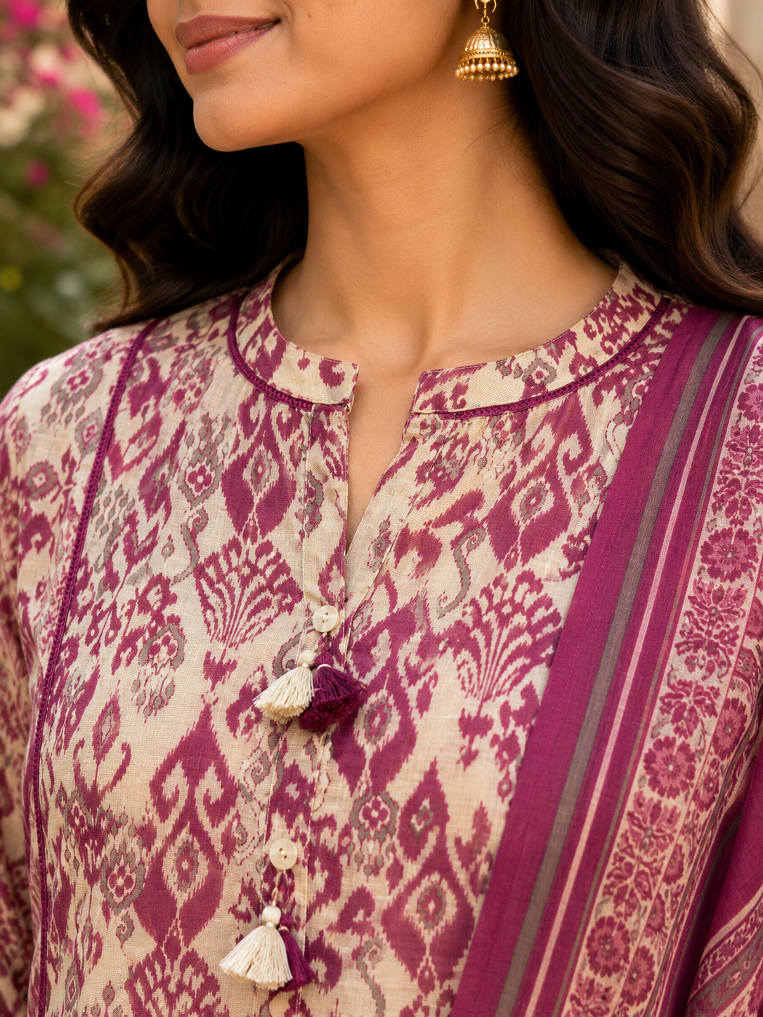 Chanderi Ikat Print Suit Set
