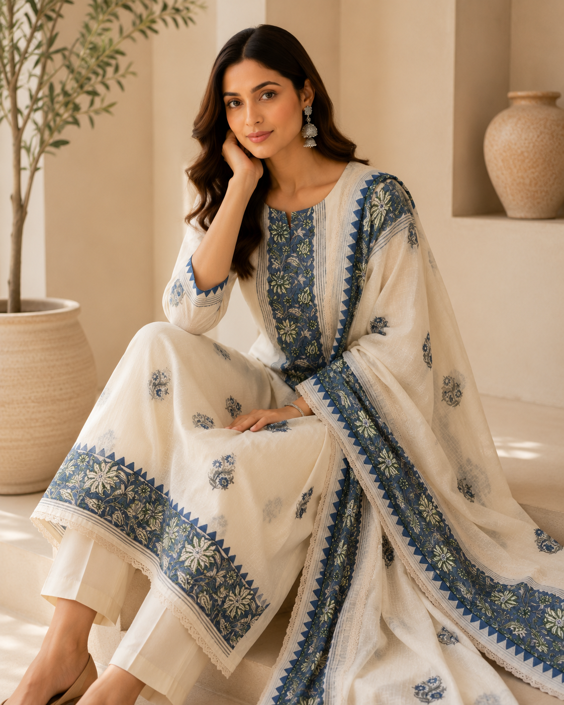 PREMIUM LINEN COTTON UNSTITCHED SUIT SET