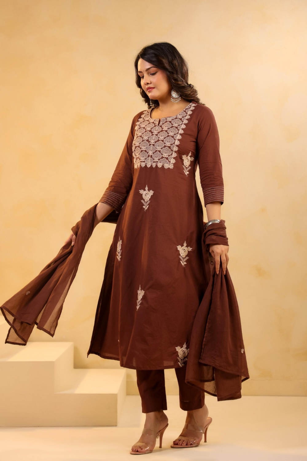 Thread Embroidered Cotton Suit Set