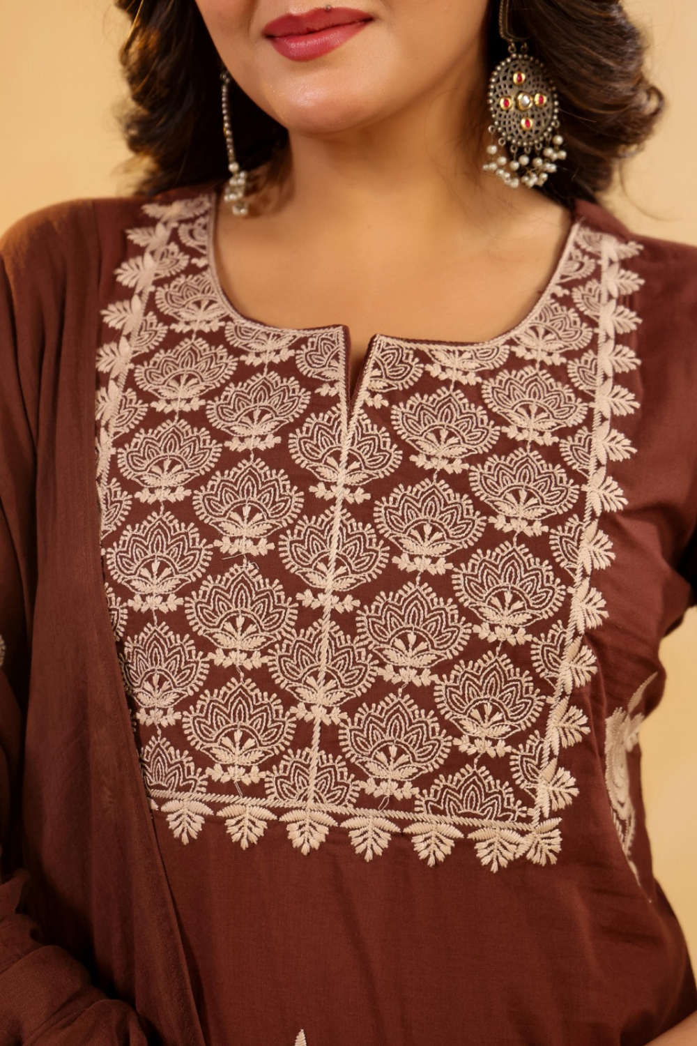 Thread Embroidered Cotton Suit Set