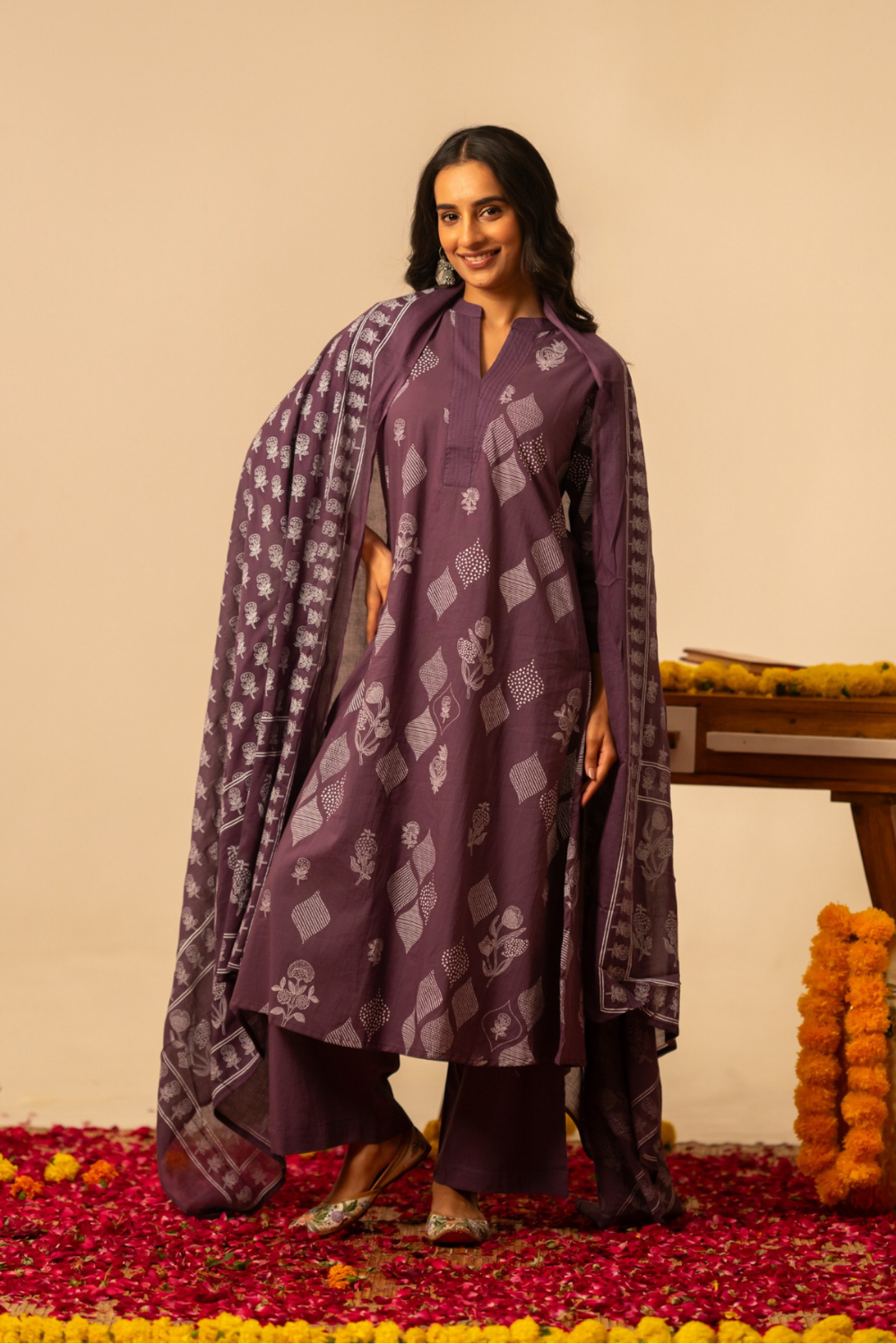 Floral Print Pure Cotton Suit Set