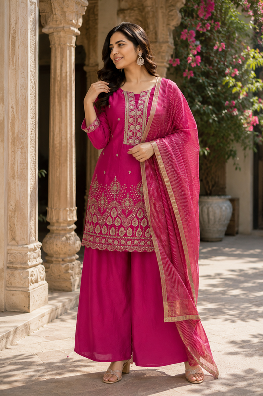 Premium Silk Suit Set with Sequence work