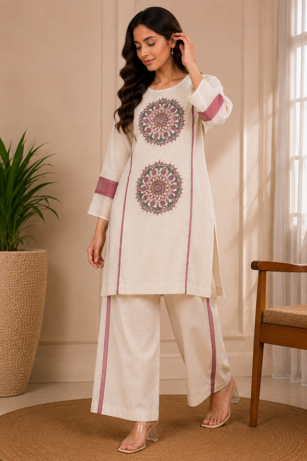 Super Net Handwork Co-Ord Set