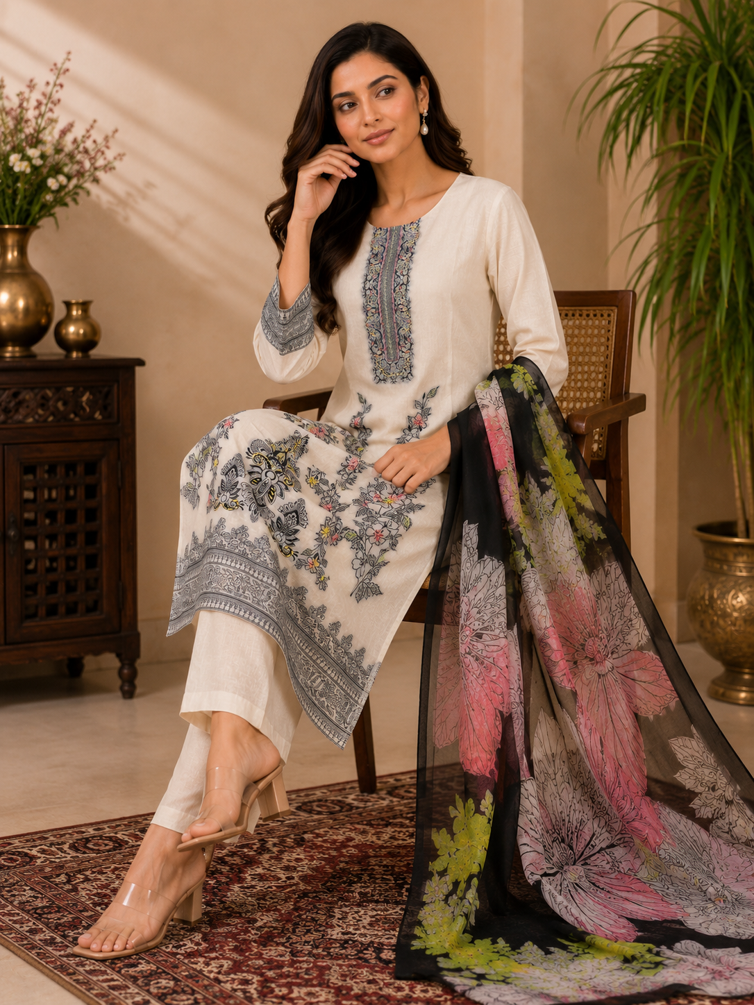 Cotton Thread Work Suit Set