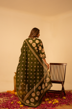 Bottle Green Printed Cotton Suit Set