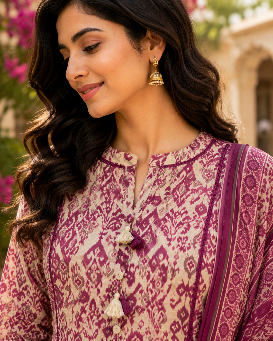 Chanderi Ikat Print Suit Set
