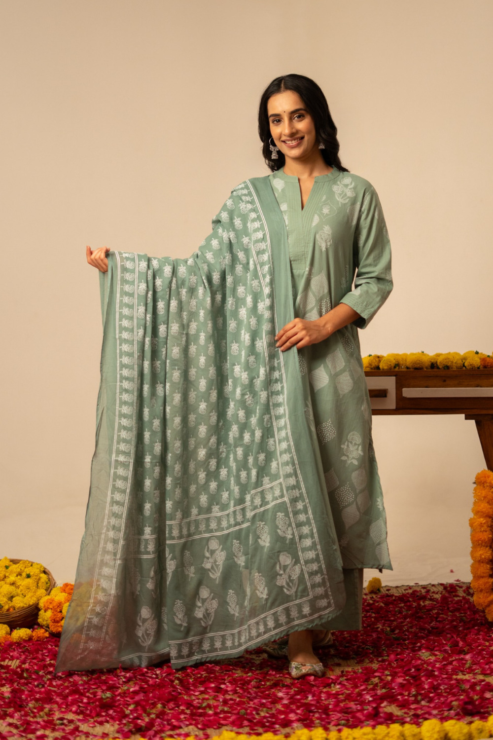 Floral Print Pure Cotton Suit Set