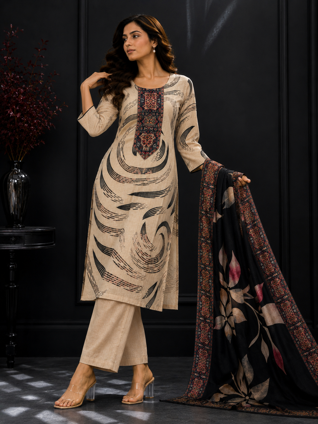 Silk Handwork Printed Suit Set