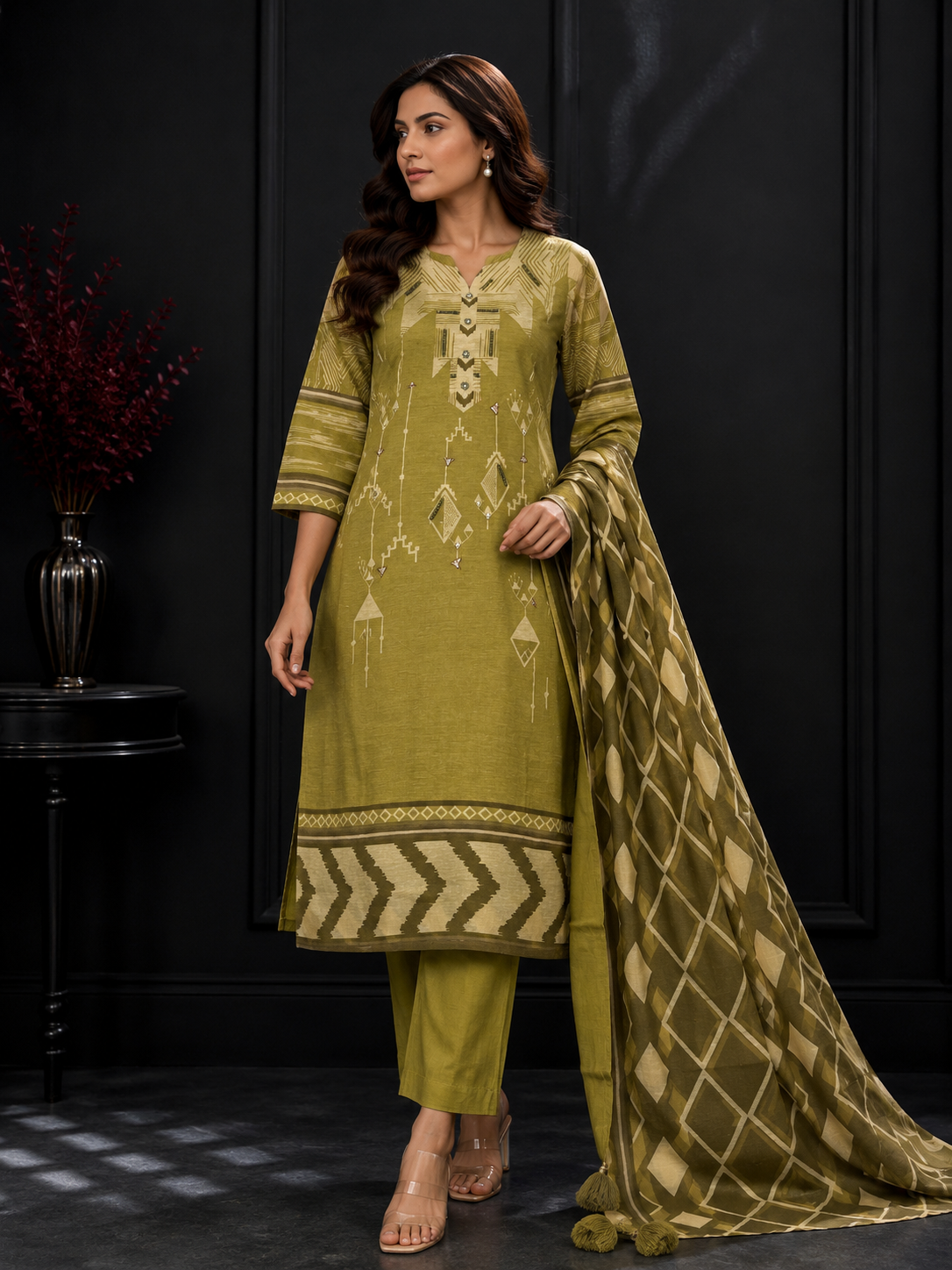 Shimmer Muslin Digital Print Suit Set