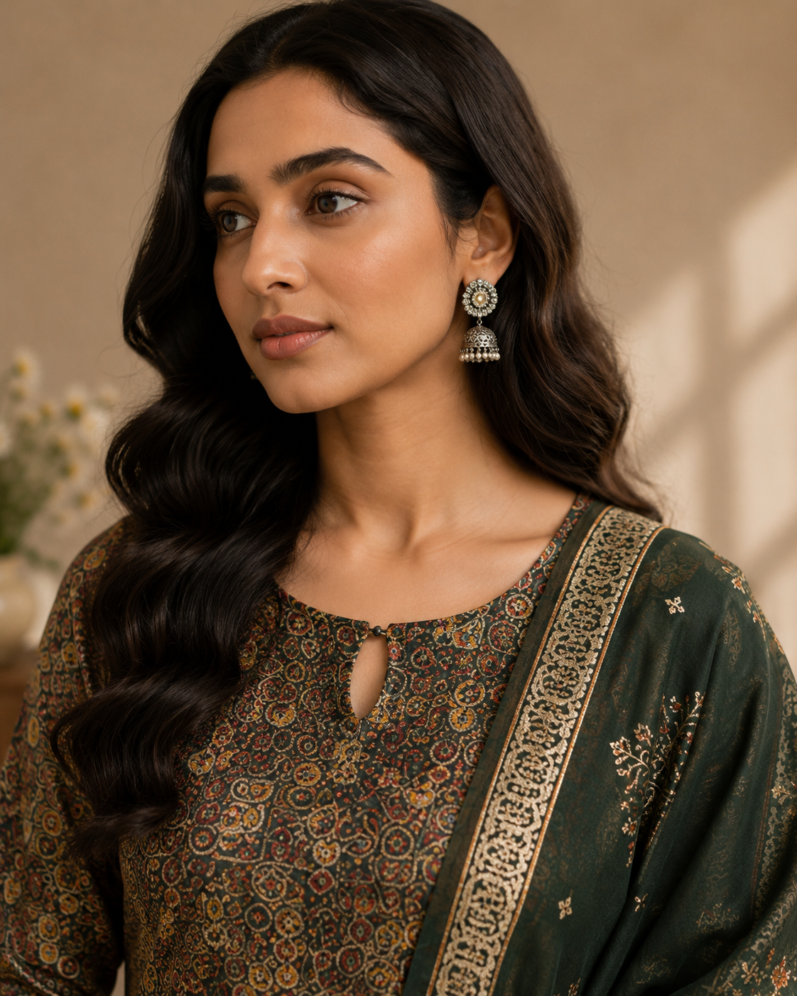 CHANDERI UNSTITCHED SUIT SET